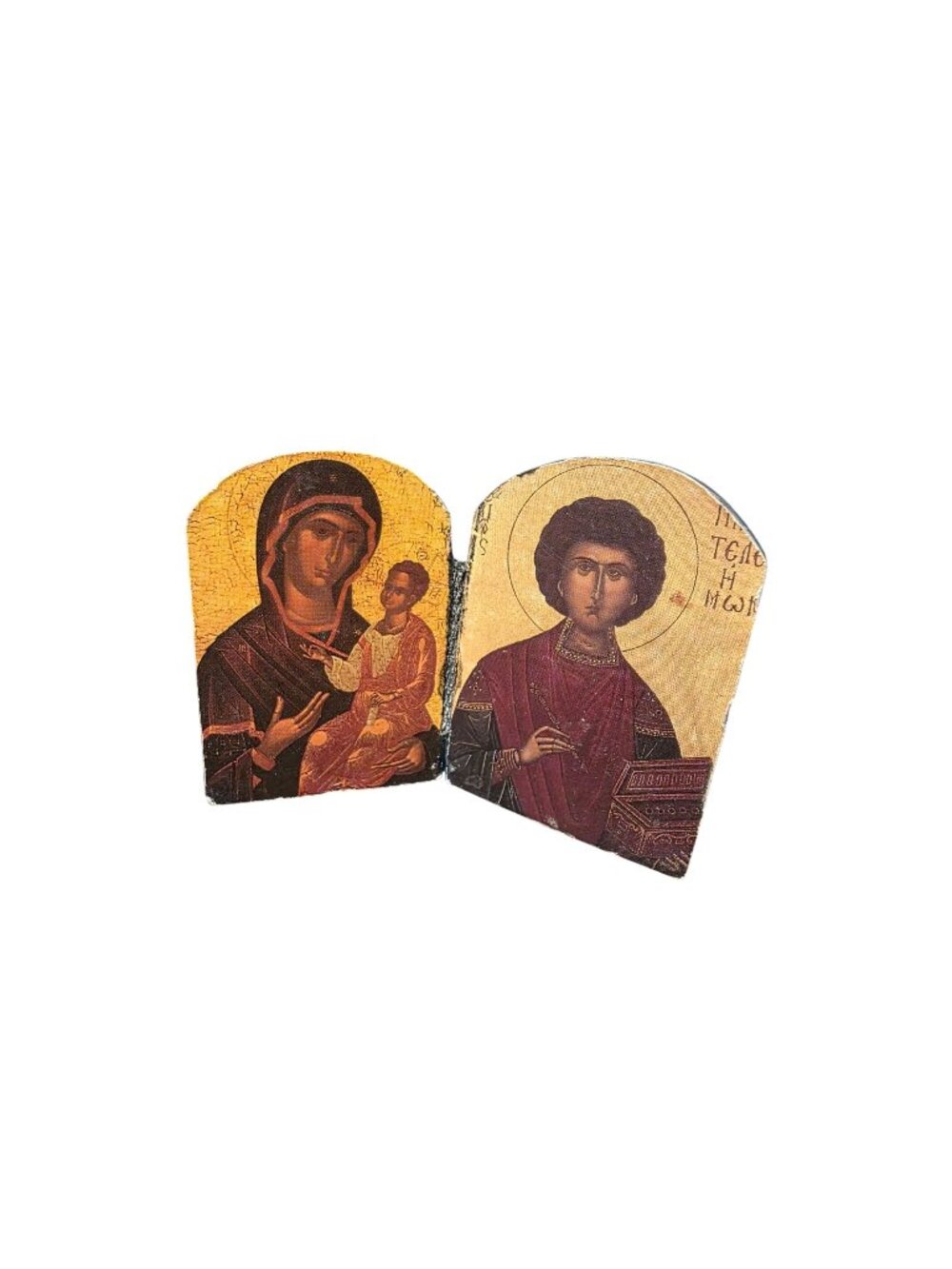 Vintage Miniuate Folding Pocket Shrine Devotional Religious Diptych